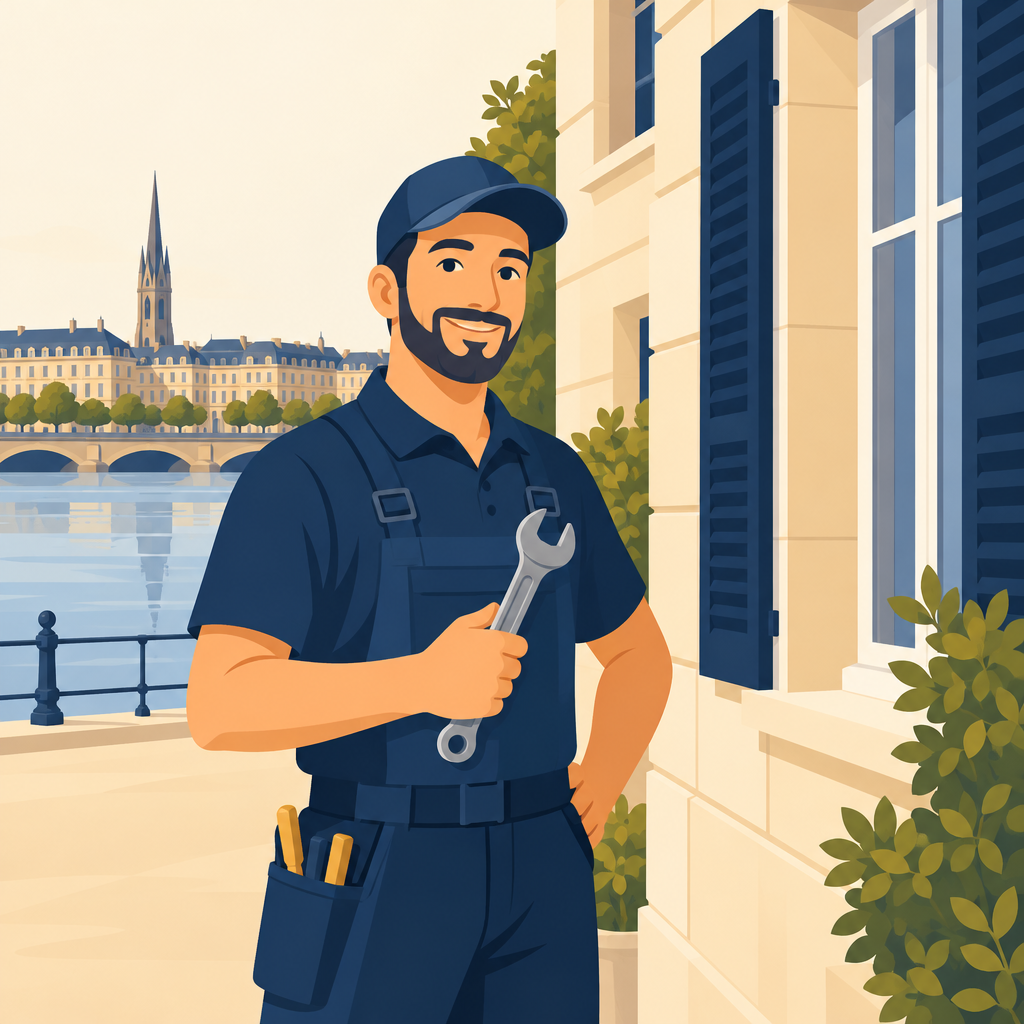 Technicien avec une clé à molette, illustration d'entretien.