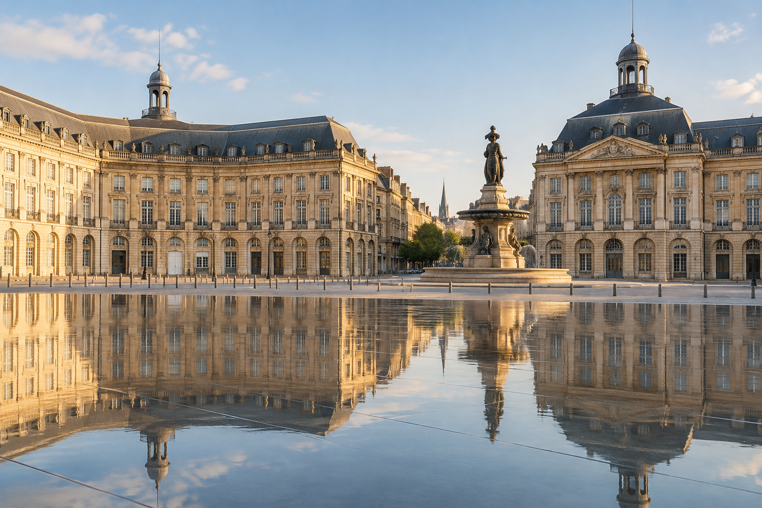 La Place de la Bourse et son miroir d’eau, emblème de Bordeaux.